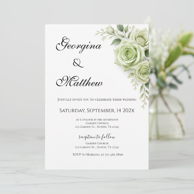 Invitation de mariage à la verdure florale (Debout devant)