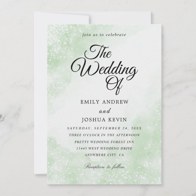 invitation de mariage à l'aquarelle blanche (Devant)