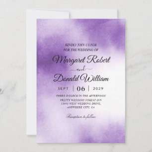 invitation de mariage à l'aquarelle brune violette