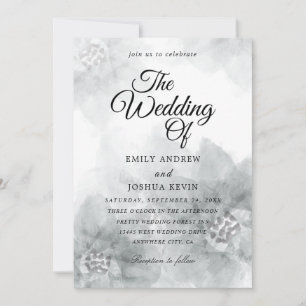 invitation de mariage à l'aquarelle grise