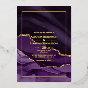 Invitation de Mariage à l'huile d'agate violet et 
