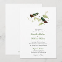 Invitation de mariage à l'oiseau-mouche vintage