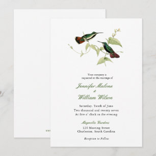 Invitation de mariage à l'oiseau-mouche vintage