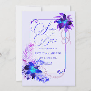 Invitation de mariage à l'orchidée bleue violette 