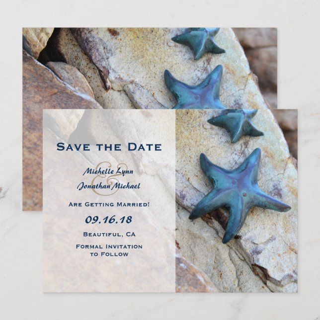 Invitation de mariage à thème de plage Starfish Be (Devant / Derrière)