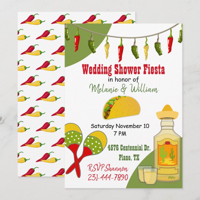 Invitation de mariage à thème Fiesta colorée (Devant / Derrière)