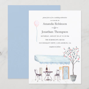 Invitation de mariage à thème Paris aquarelle