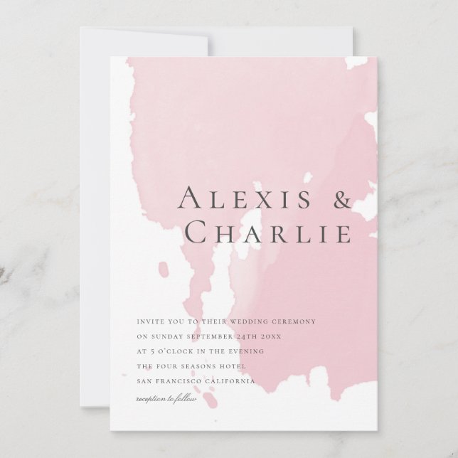 Invitation de mariage abstrait aquarelle moderne (Devant)