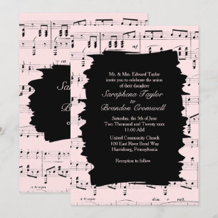 Invitation de mariage Abstraite de musique rose