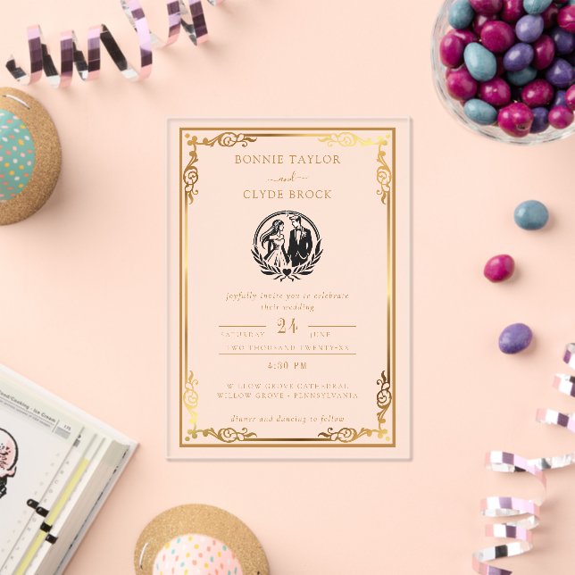 Invitation de mariage acrylique avec votre moment  (Insitu (Célébration))