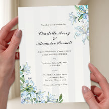 Invitation de mariage Acrylique Bleu Lily Élégant