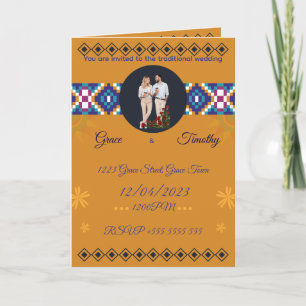 Invitation de mariage africain   Motif or et Kente