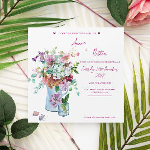 Invitation de mariage aimantée à l'aquarelle flora