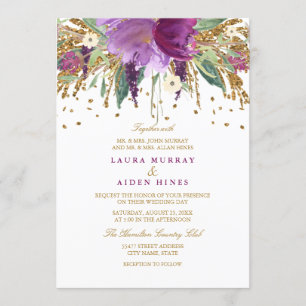 Invitation de mariage Améthyste scintillante à pai