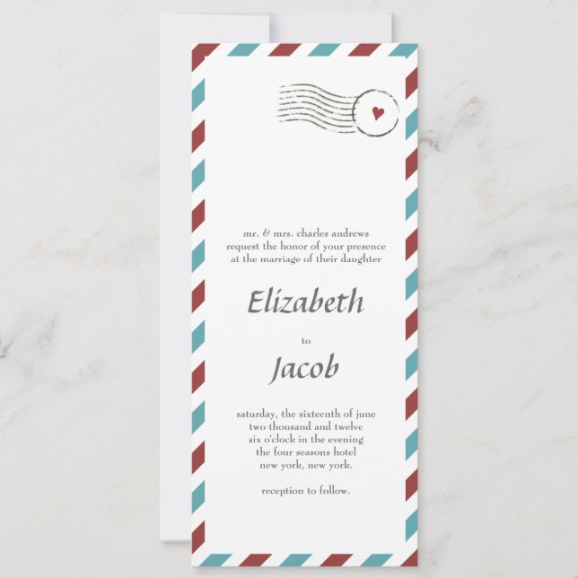 Invitation de mariage // Amour d'Airmail (Devant)