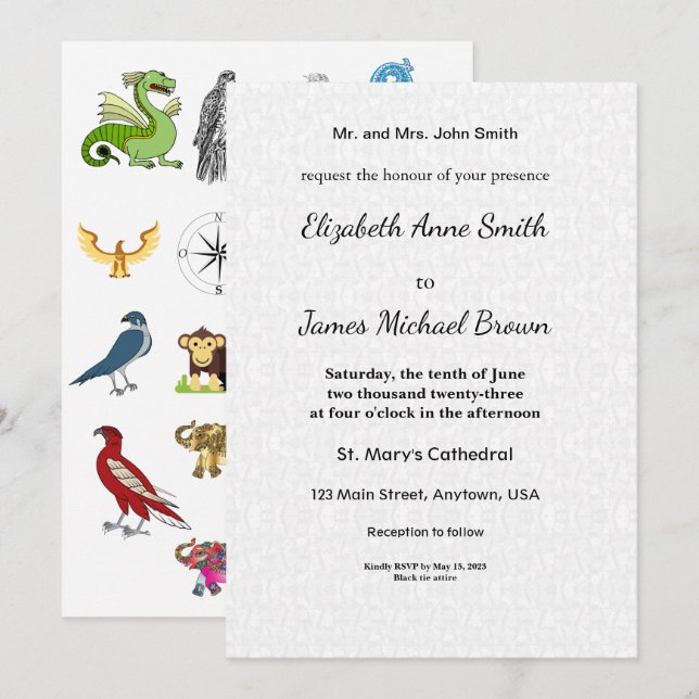 Invitation de mariage animalière Safari Jungle Fau (Devant / Derrière)