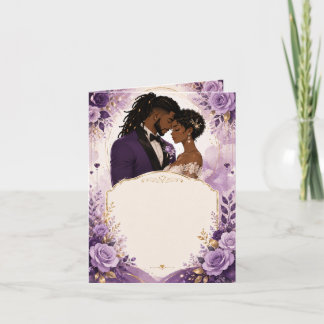 Invitation de mariage anime noir luxe violet et or