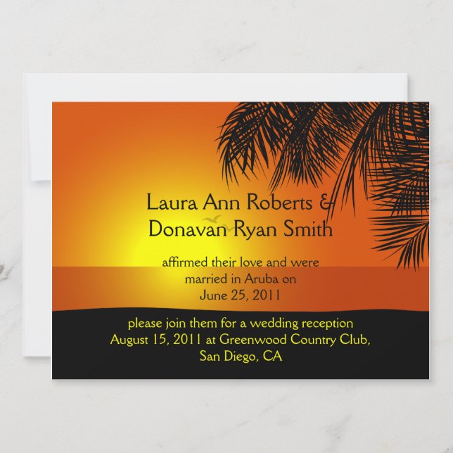 Invitation de mariage après Tropical Sunset Palm T (Devant)