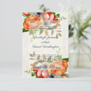 Invitation de mariage aquarelle florale à petit bu