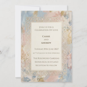 Invitation de mariage aquarelle pastel Nœud celtiq