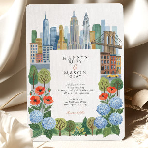 Invitation de mariage artistique NYC Skyline Bleu