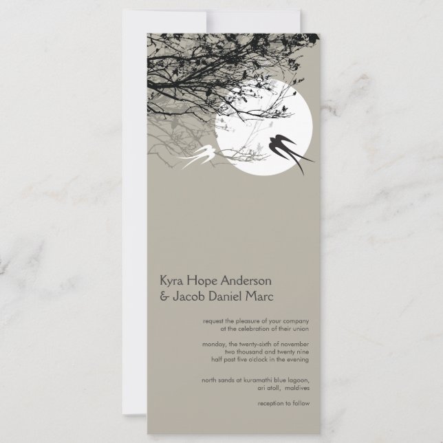 Invitation de mariage asiatique en hirondelle orie (Devant)