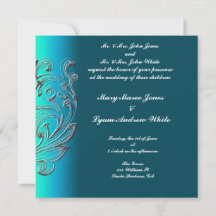 Invitation de mariage Aspect gaufré Aqua Classique