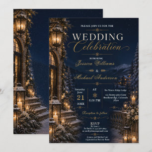 Invitation de mariage au chalet d'hiver