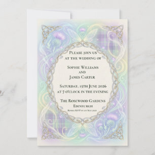 Invitation de mariage au chardon celtique holograp