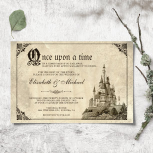 Invitation de mariage au château de conte de fées,