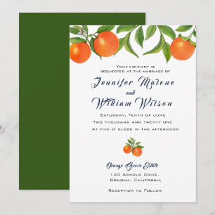 Invitation de mariage au fruit orange aquarelle