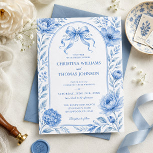 Invitation de mariage au ruban floral aquarelle bl
