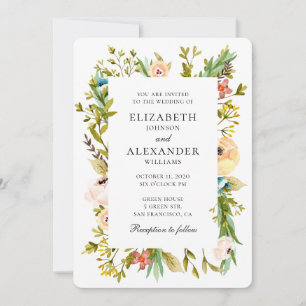 Invitation de mariage aux fleurs d'été. Jardin flo