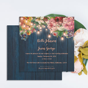 Invitation de mariage aux lumières de chaîne flora