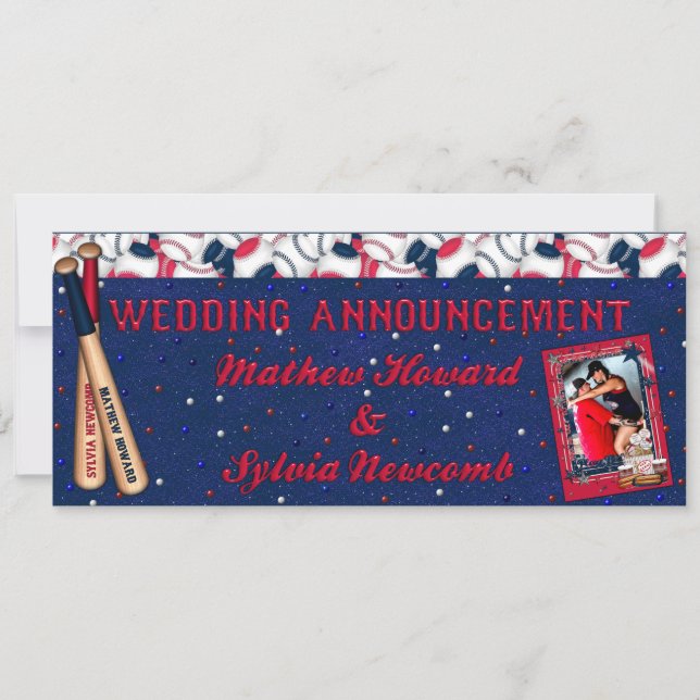 Invitation de mariage avec billet de baseball pers (Devant)