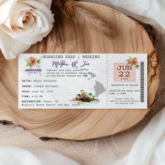 Invitation de mariage avec carte d'embarquement po