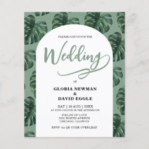 Invitation de mariage avec code QR et feuilles de