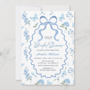 Invitation de mariage avec fleurs d'hortensia bleu