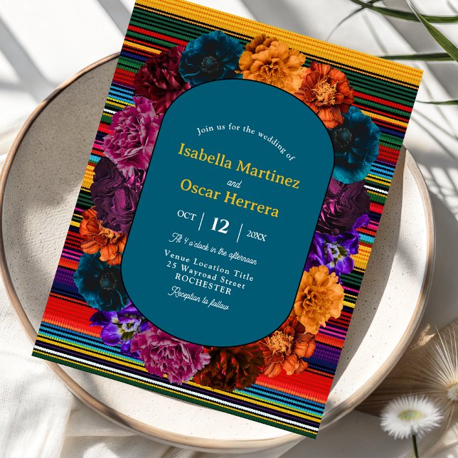 Invitation de mariage avec fleurs mexicaines moder (Créateur téléchargé)