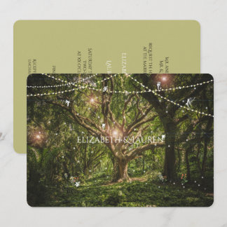 Invitation  de mariage avec forêt enchantée et fées