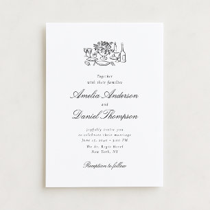 Invitation de mariage avec illustration élégante d