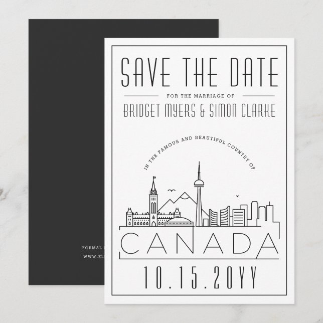 Invitation de mariage avec silhouette stylisée du  (Devant / Derrière)