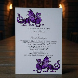 Invitation de mariage avec un dragon violet