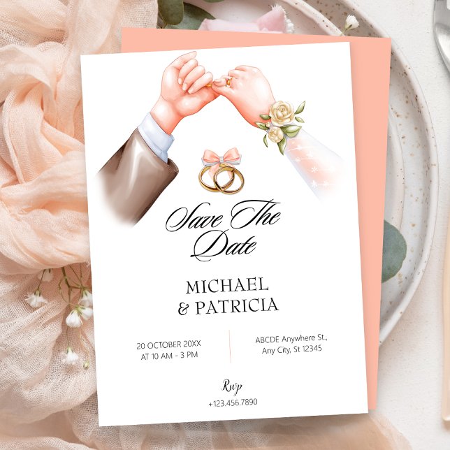 Invitation de mariage bague couple rose tendre (Créateur téléchargé)