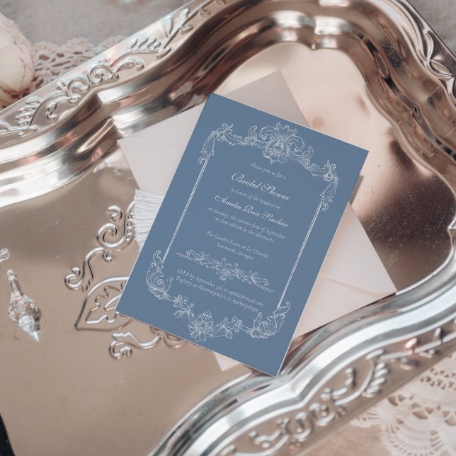 Invitation de mariage baroque vintage damassé pour (Créateur téléchargé)