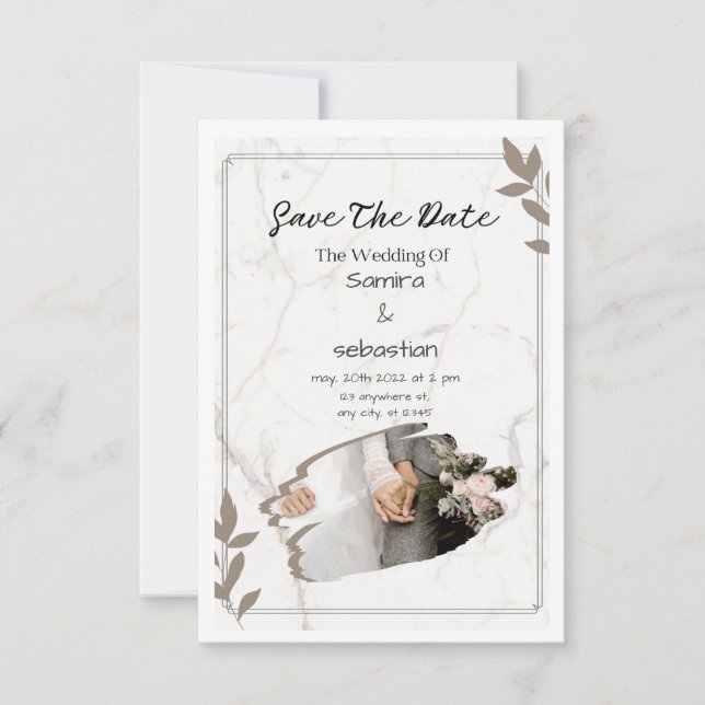 Invitation de mariage blanc élégant (Devant)
