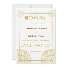 Invitation de mariage blanc et or élégant