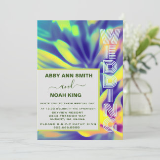 Invitation de mariage bleu et jaune - Florales d'a