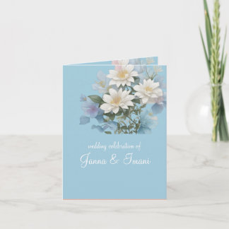 invitation de mariage bleu marine floral pastel