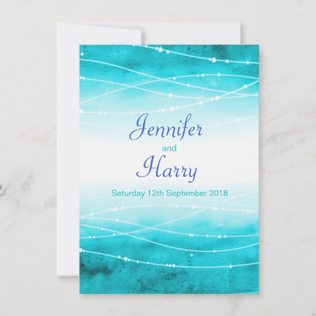 Invitation de mariage bleu marine peinte moderne (Devant)